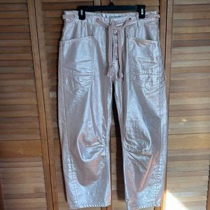 We The Free Metallic Pink Flare Jeans